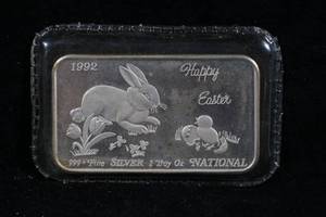 National 1 Troy Ounce Silver Bar - Happy Easter