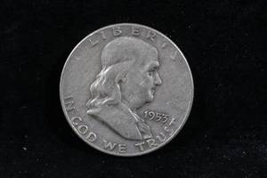 1953-D US Franklin Silver Half Dollar Coin