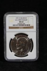 1971-S Eisenhower Silver Dollar Coin - NGC MS-64