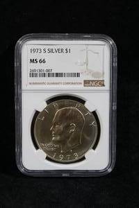 1973-S Eisenhower Silver Dollar Coin - NGC MS-66