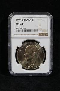 1974-S Eisenhower Silver Dollar Coin - NGC MS-66