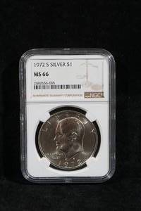 1972-S Eisenhower Silver Dollar Coin - NGC MS-66