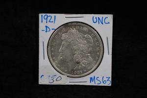 1921-D US Morgan Silver Dollar Coin