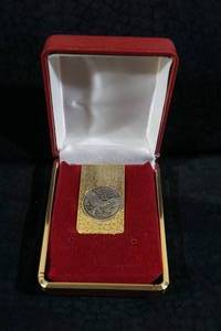 Vintage Gold Tone Money Clip with Embedded Coin