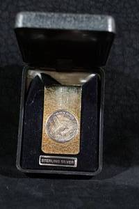 Vintage Gold Tone Money Clip with Embedded Coin