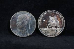 1976-D Eisenhower Dollar Coin with Apollo 11 Commemorative Medal