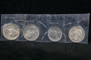 1962 and 1963 US Washington Silver Quarters and 1963 Nickel