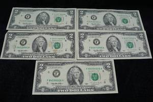 US $2 Bills - 1995
