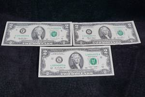 US $2 Bills - 1995, 2003, 2009