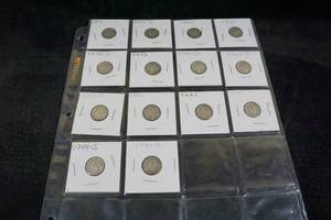 14 US Mercury Silver Dimes - 1941-1944