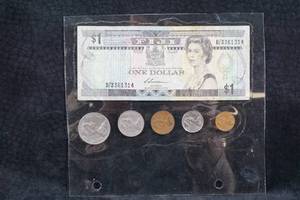 Fiji Coins and $1 Bill