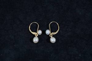 14K Yellow Gold Pearl Dangle Earrings