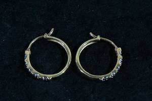 10K Yellow Gold Diamond Hoop Earrings