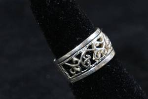 Ladies Sterling Silver Wide Band Ring