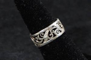 Ladies Sterling Silver Wide Band Ring