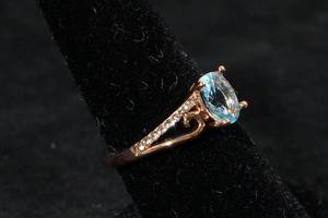 Ladies Rose Gold Tone Ring - Aquamarine