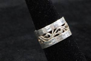 Ladies Sterling Silver Wide Band Ring