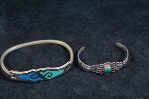 Silver Tone Bracelets with Turquoise