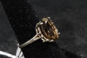 Ladies Sterling Silver Smoky Quartz Ring