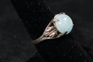 Ladies Sterling Silver Ring - Light Blue Stone