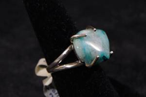 Ladies Sterling Silver Chrysocolia Stone Ring