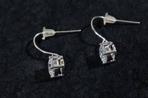 Sterling Silver Dangle Earrings - Clear Stones