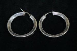 Sterling Silver Thick Hoop Earrings