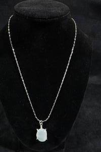Sterling Silver Pendant with Chain - Beryl Blue Stone