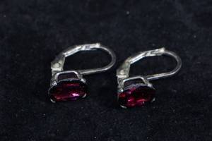 Sterling Silver Dangle Earrings - Garnet