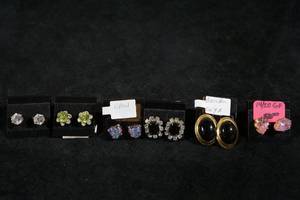 Assorted Stud Earrings - Onyx, Peridot, CZ