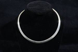 Silver Tone Omega Necklace