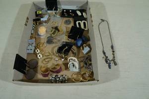 Assorted Costume Jewelry - Clip On Earrings, Earrings, Necklace