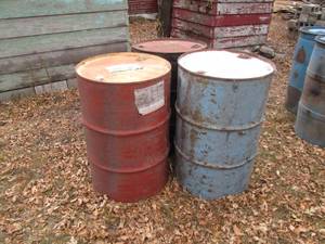 lot 258 image: 3 metal barrels with plugs...