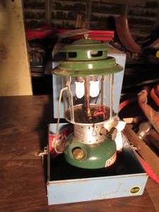 lot 170 image: Coleman kerosene lamp w metal Sear...