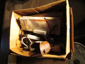 lot 175 image: Box of welding tips, goggles and mo...