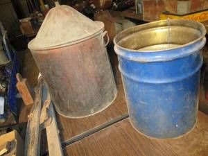lot 227 image: Vintage oil drum and metal pail...