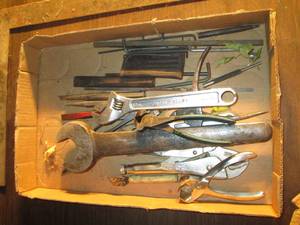 lot 230 image: Box of pliers, wrenches, wire cutte...