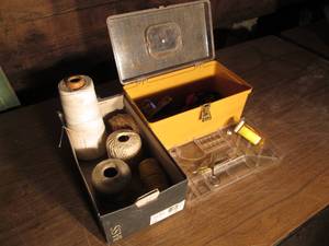 lot 344 image: Sewing box turned tool box with mos...