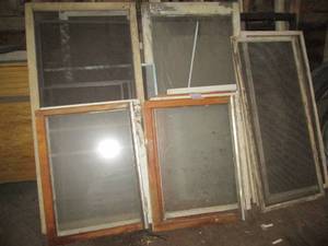 lot 405 image: Wood framed screens, windows and wi...