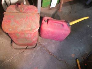 lot 70 image: 6 gallon gas can and oily waste can...