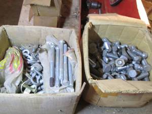 lot 93 image: 2 boxes with lag bolts, large bolts...