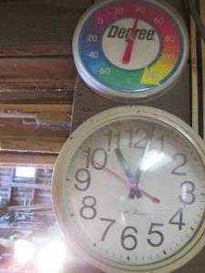 lot 105 image: Electric Wall clock and Degree outd...
