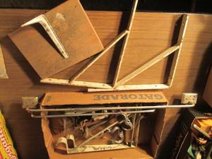 lot 114 image: Wall brackets, shelf, towel racks a...