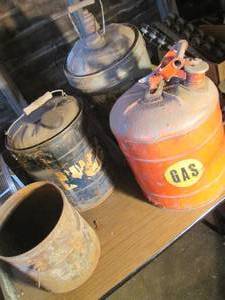 lot 121 image: Vintage gas and oil cans...