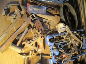 lot 130 image: Crate of tools including wrenches, ...