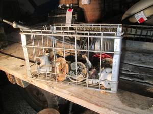 lot 560 image: Metal crate with light socket fixtu...
