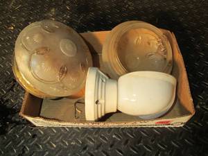 lot 573 image: Light fixture w 2 glass globes and...