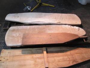 lot 593 image: 2 large antique wood ironing boards...