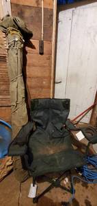 lot 485 image: Canvas tent and collapsible chair...