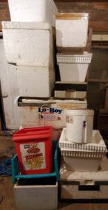 lot 504 image: Large lot of Styrofoam coolers, woo...